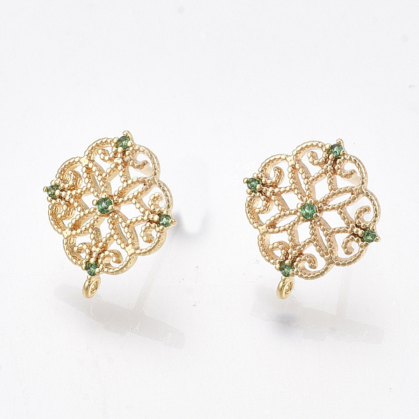 PandaHall Brass Stud Earring Findings, Cubic Zirconia and Loop, Nickel Free, Real 18K Gold Plated, Flower, Green, 13x12mm, Hole: 0.8mm, Pin...
PandaHall Brass Stud Earring Findings, Cubic Zirconia and Loop, Nickel Free, Real 18K Gold Plated, Flower, Green, 13x12mm, Hole: 0.8mm, Pin...