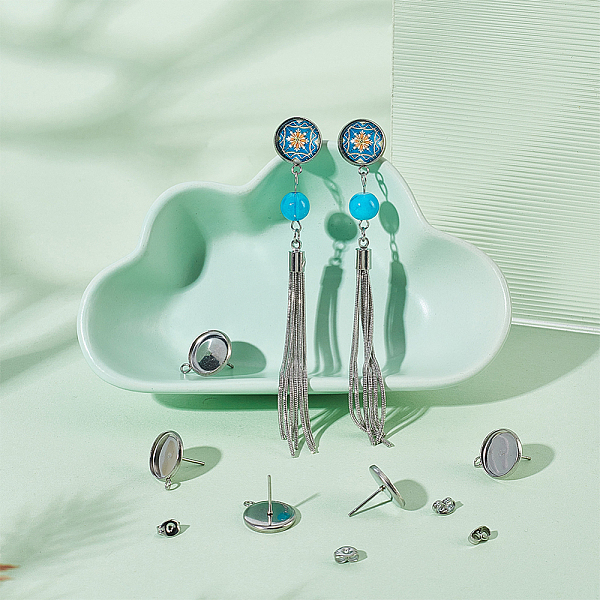 PandaHall Unicraftale 304 Stainless Steel Stud Earring Settings, with Loop and Ear Nuts, Flat Round, Stainless Steel Color, Stud Earring...
PandaHall Unicraftale 304 Stainless Steel Stud Earring Settings, with Loop and Ear Nuts, Flat Round, Stainless Steel Color, Stud Earring...