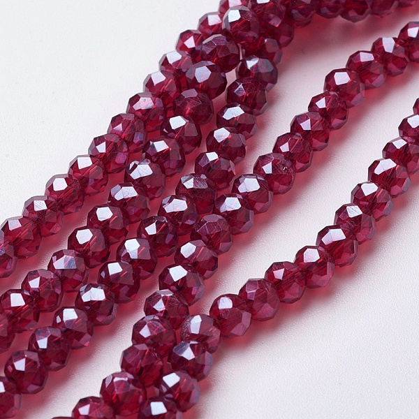 PandaHall Electroplate Glass Beads Strands, Pearl Luster Plated, Faceted, Rondelle, Crimson, 4~4.5x3mm, Hole: 0.5mm, about 130~135pcs/strand..., Pink
PandaHall Electroplate Glass Beads Strands, Pearl Luster Plated, Faceted, Rondelle, Crimson, 4~4.5x3mm, Hole: 0.5mm, about 130~135pcs/strand..., Pink