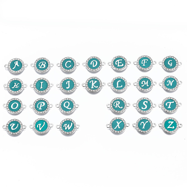PandaHall Alloy Enamel Links Connectors, with Crystal Rhinestones, Flat Round with Letter, Silver Color Plated, Cadmium Free & Lead Free..., Clear
PandaHall Alloy Enamel Links Connectors, with Crystal Rhinestones, Flat Round with Letter, Silver Color Plated, Cadmium Free & Lead Free..., Clear