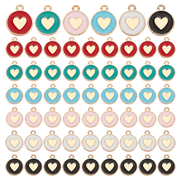 PandaHall 120Pcs 6 Colors Alloy Enamel Pendants, Flat Round with Heart, Light Gold, Mixed Color, 16x13x2mm, Hole: 1.6mm, 20pcs/color..., Multicolor
PandaHall 120Pcs 6 Colors Alloy Enamel Pendants, Flat Round with Heart, Light Gold, Mixed Color, 16x13x2mm, Hole: 1.6mm, 20pcs/color..., Multicolor