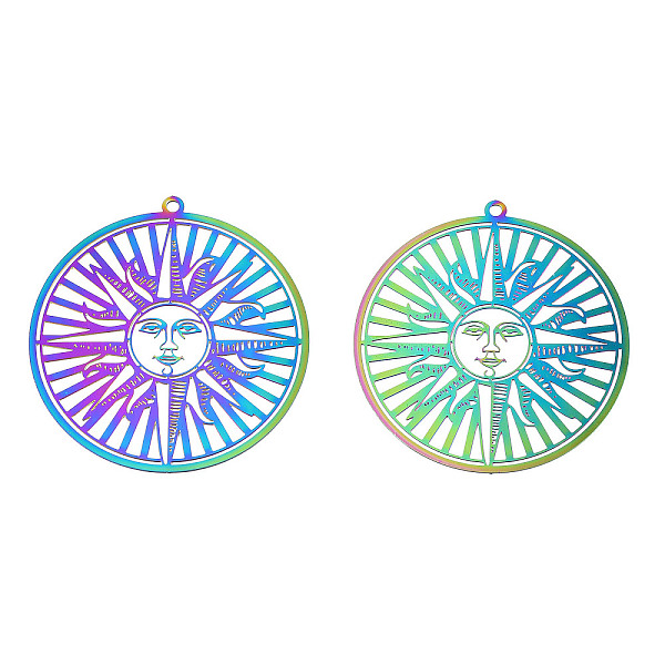 PandaHall Ion Plating(IP) 201 Stainless Steel Filigree Big Pendants, Etched Metal Embellishments, Sun, Rainbow Color, 50x47x0.2mm, Hole...
PandaHall Ion Plating(IP) 201 Stainless Steel Filigree Big Pendants, Etched Metal Embellishments, Sun, Rainbow Color, 50x47x0.2mm, Hole...