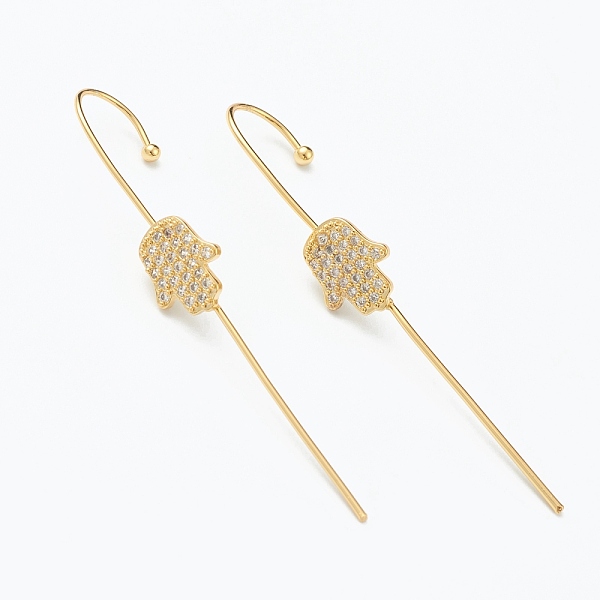 PandaHall Brass Micro Pave Clear Cubic Zirconia Ear Wrap Crawler Hook Earrings, Hamsa Hand/Hand of Miriam, Real 18K Gold Plated, 57x9mm, Pin...
PandaHall Brass Micro Pave Clear Cubic Zirconia Ear Wrap Crawler Hook Earrings, Hamsa Hand/Hand of Miriam, Real 18K Gold Plated, 57x9mm, Pin...