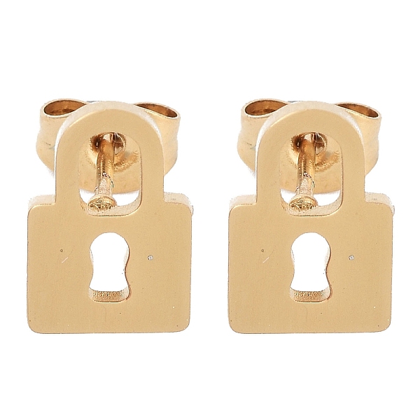 PandaHall Vacuum Plating 304 Stainless Steel Stud Earrings for Women, Golden, Lock, 10.5x7x1mm 304 Stainless Steel Lock
PandaHall Vacuum Plating 304 Stainless Steel Stud Earrings for Women, Golden, Lock, 10.5x7x1mm 304 Stainless Steel Lock