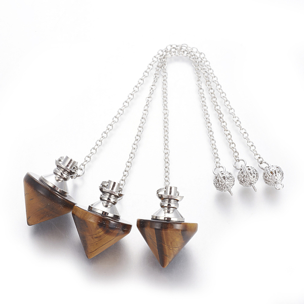 PandaHall Natural Tiger Eye Cone Dowsing Pendulums, with Brass Findings and Alloy Chain, Platinum, 210~216x2.5mm, Hole: 1.4~1.9x1.6~2mm...
PandaHall Natural Tiger Eye Cone Dowsing Pendulums, with Brass Findings and Alloy Chain, Platinum, 210~216x2.5mm, Hole: 1.4~1.9x1.6~2mm...