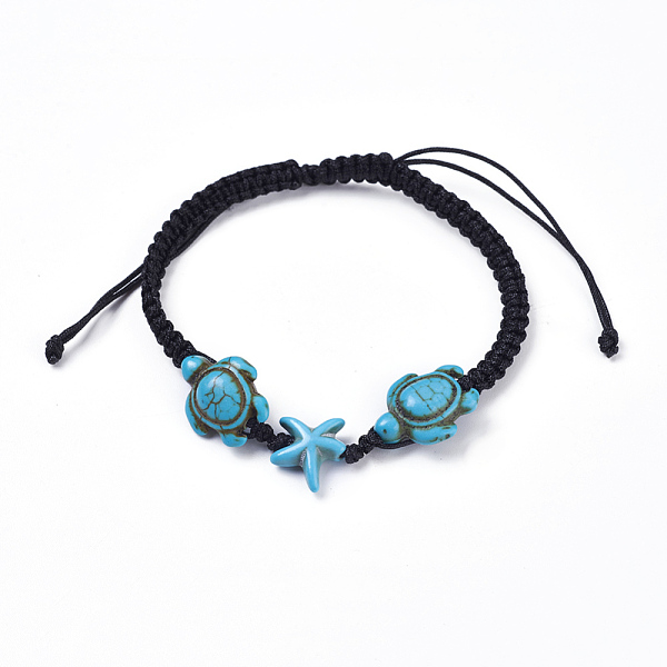 PandaHall Nylon Thread Braided Bracelets, with Dyed Synthetic Turquoise(Dyed) Beads, Sea Turtle and Starfish/Sea Stars, Black, 2-1/8...
PandaHall Nylon Thread Braided Bracelets, with Dyed Synthetic Turquoise(Dyed) Beads, Sea Turtle and Starfish/Sea Stars, Black, 2-1/8...