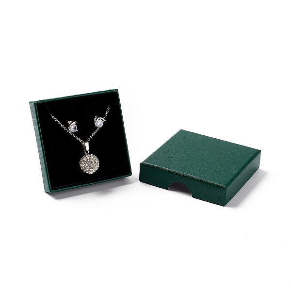 PandaHall Paper with Sponge Mat Necklace Boxes, Square, Dark Green, 7x7x1.65cm, Inner Diameter: 6.3x6.3x1cm Paper Square
PandaHall Paper with Sponge Mat Necklace Boxes, Square, Dark Green, 7x7x1.65cm, Inner Diameter: 6.3x6.3x1cm Paper Square