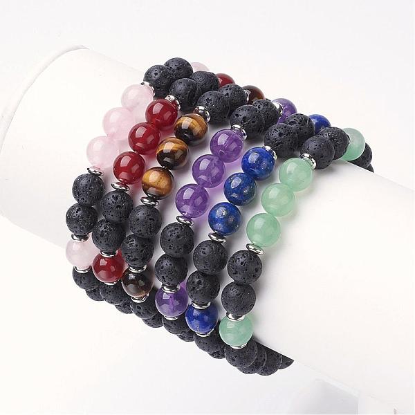 PandaHall Gemstone Stretch Bracelets, with Brass Bead Spacers, Round, 2 inch(52mm), 6strands/set Mixed Stone
PandaHall Gemstone Stretch Bracelets, with Brass Bead Spacers, Round, 2 inch(52mm), 6strands/set Mixed Stone