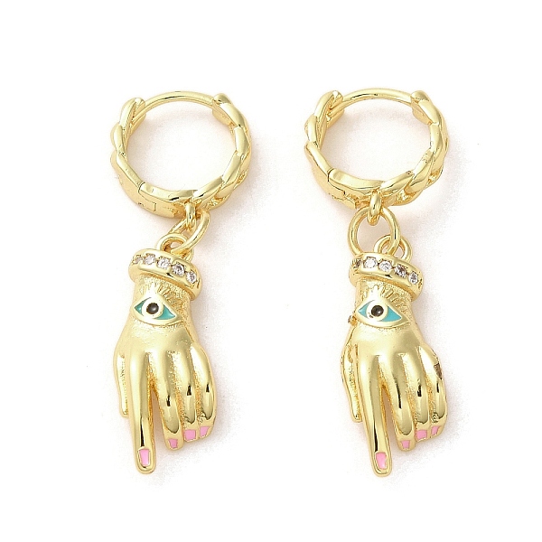 PandaHall Palm with Horse Eye Real 18K Gold Plated Brass Dangle Hoop Earrings, with Enamel and Cubic Zirconia, Pearl Pink, 36x8.5mm Cubic...
PandaHall Palm with Horse Eye Real 18K Gold Plated Brass Dangle Hoop Earrings, with Enamel and Cubic Zirconia, Pearl Pink, 36x8.5mm Cubic...