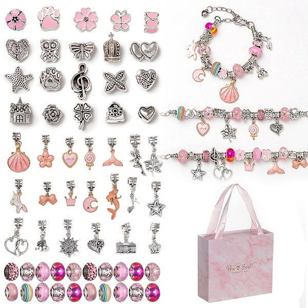 PandaHall DIY Alloy European Bracelets Making Kits, including Alloy and Resin European Beads, Alloy Enamel Dangle European Charms, Paper Box..., Pink
PandaHall DIY Alloy European Bracelets Making Kits, including Alloy and Resin European Beads, Alloy Enamel Dangle European Charms, Paper Box..., Pink