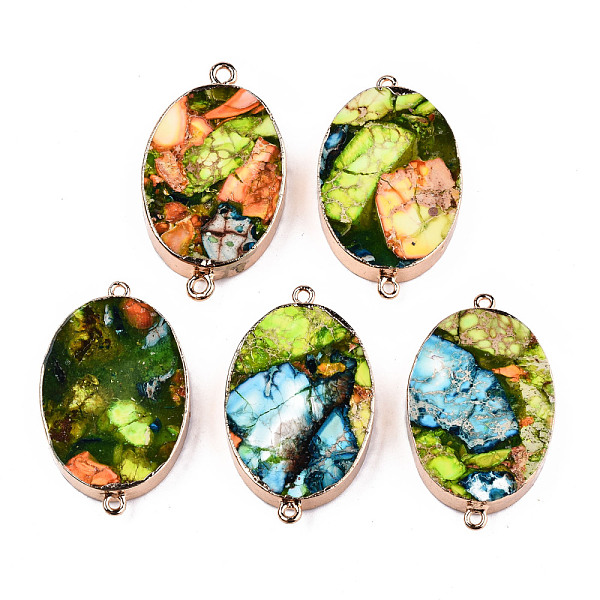 PandaHall Synthetic Turquoise Links Connectors, with Light Gold Tone Brass Findings, Oval, Colorful, 43~44.5x25x7mm, Hole: 2mm Synthetic...
PandaHall Synthetic Turquoise Links Connectors, with Light Gold Tone Brass Findings, Oval, Colorful, 43~44.5x25x7mm, Hole: 2mm Synthetic...