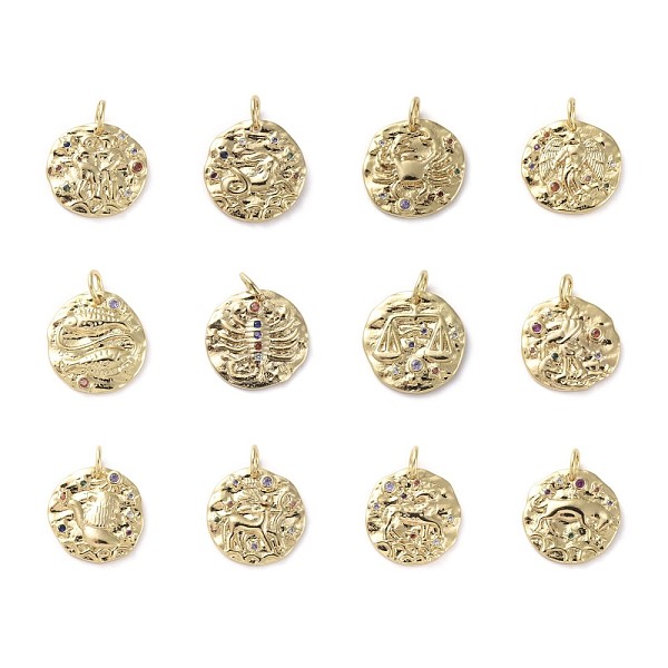 PandaHall Brass Micro Pave Cubic Zirconia Pendants, with Jump Rings, Flat Round, Colorful, Golden, 12 Constellations, 14~15x2mm, Hole: 3mm...
PandaHall Brass Micro Pave Cubic Zirconia Pendants, with Jump Rings, Flat Round, Colorful, Golden, 12 Constellations, 14~15x2mm, Hole: 3mm...