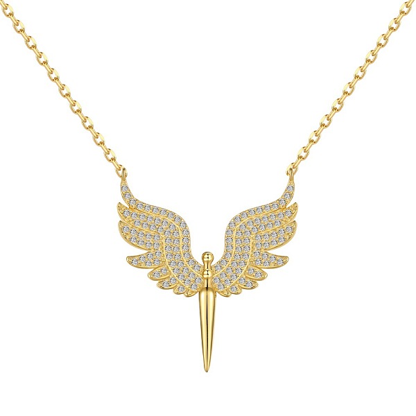PandaHall 925 Sterling Silver Pendant Necklaces, Micro Pave Clear Cubic Zirconia, Angel, Real 18K Gold Plated, 15.87 inch(40.3cm) Sterling...
PandaHall 925 Sterling Silver Pendant Necklaces, Micro Pave Clear Cubic Zirconia, Angel, Real 18K Gold Plated, 15.87 inch(40.3cm) Sterling...
