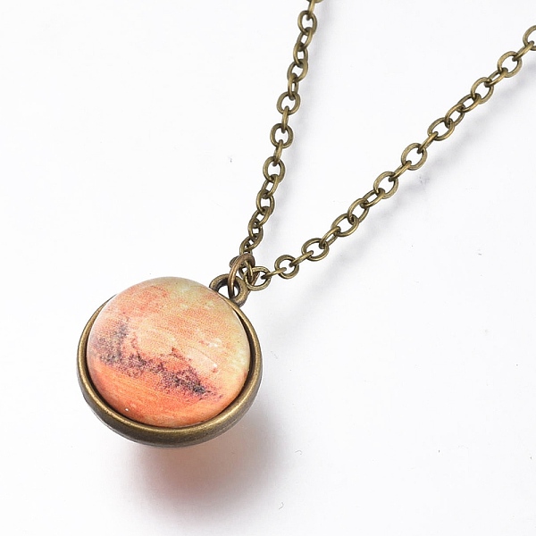 PandaHall Glass Pendant Necklace, with Alloy Cable Chains and Lobster Claw Clasps, Cadmium Free & Lead Free, Round, Mars Pattern, 20.07 inch...
PandaHall Glass Pendant Necklace, with Alloy Cable Chains and Lobster Claw Clasps, Cadmium Free & Lead Free, Round, Mars Pattern, 20.07 inch...