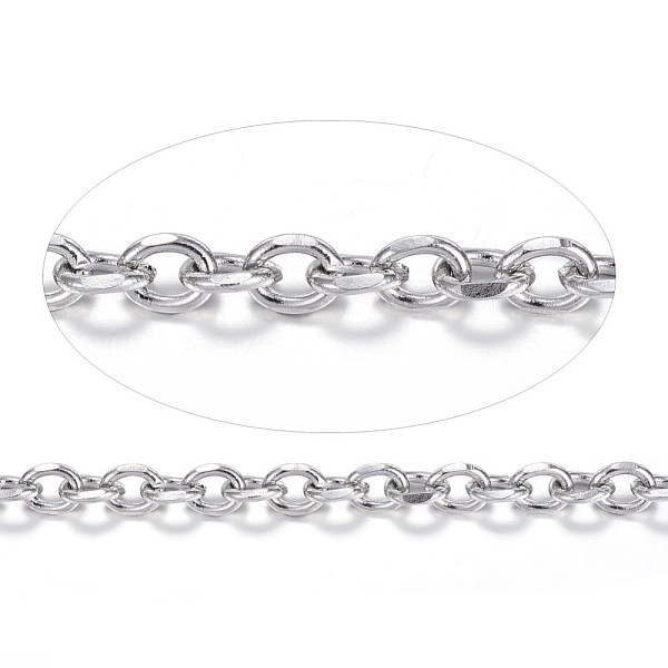 PandaHall 304 Stainless Steel Cable Chains, Diamond Cut Chains, Unwelded, Faceted, with Spool, Oval, Stainless Steel Color, 5x4x1.2mm, about...
PandaHall 304 Stainless Steel Cable Chains, Diamond Cut Chains, Unwelded, Faceted, with Spool, Oval, Stainless Steel Color, 5x4x1.2mm, about...
