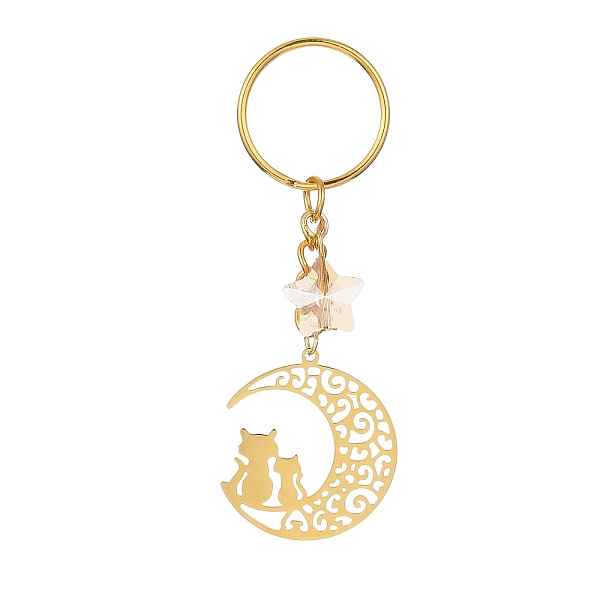 PandaHall Stainless Steel Hollow Moon Cat Keychains, with Iron Keychain Ring and Star Glass Pendant, Golden, 8.7cm Stainless Steel Moon
PandaHall Stainless Steel Hollow Moon Cat Keychains, with Iron Keychain Ring and Star Glass Pendant, Golden, 8.7cm Stainless Steel Moon