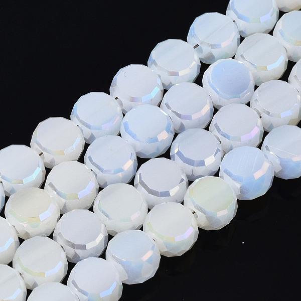 PandaHall Electroplate Glass Beads Strands, AB Color Plated, Faceted, Flat Round, White, 5.5x6x3.5mm, Hole: 1.2mm, about 98~100pcs/strand...
PandaHall Electroplate Glass Beads Strands, AB Color Plated, Faceted, Flat Round, White, 5.5x6x3.5mm, Hole: 1.2mm, about 98~100pcs/strand...