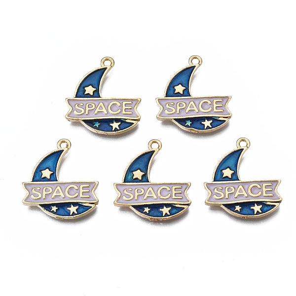 PandaHall Rack Plating Alloy Enamel Pendants, Cadmium Free & Nickel Free & Lead Free, Moon with Word SPACE, Dark Cyan, 20x17.7x2mm, Hole...
PandaHall Rack Plating Alloy Enamel Pendants, Cadmium Free & Nickel Free & Lead Free, Moon with Word SPACE, Dark Cyan, 20x17.7x2mm, Hole...