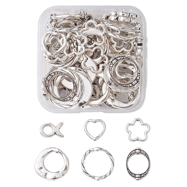 PandaHall 60Pcs 6 Style Alloy Bead Frame, Heart/Flower/Fish/Donut/Square/Circle, Antique Silver, 13.5~20.5x9~20.5x2~3.5mm, Hole: 1~12mm...
PandaHall 60Pcs 6 Style Alloy Bead Frame, Heart/Flower/Fish/Donut/Square/Circle, Antique Silver, 13.5~20.5x9~20.5x2~3.5mm, Hole: 1~12mm...