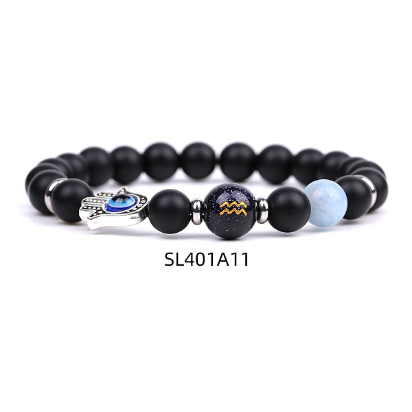 PandaHall Natural Black Agate & Aquamarine Stretch Bracelets, Constellation & Hamsa Hand with Evil Eye Bracelet for Women & Men, Aquarius...
PandaHall Natural Black Agate & Aquamarine Stretch Bracelets, Constellation & Hamsa Hand with Evil Eye Bracelet for Women & Men, Aquarius...