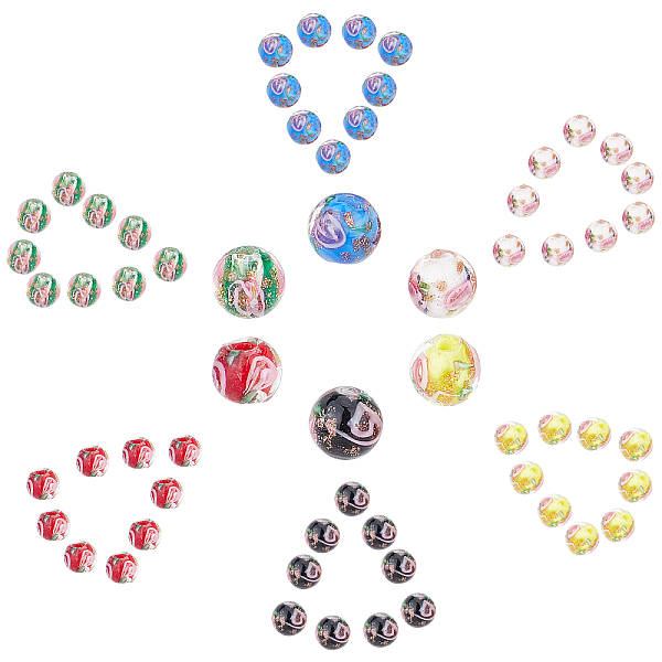 PandaHall SUNNYCLUE 60 Pcs 6 Colors Handmade Gold Sand Lampwork Beads, Inner Flower, Round, Mixed Color, 8x7~8mm, Hole: 1.4mm, 10pcs/color..., Multicolor
PandaHall SUNNYCLUE 60 Pcs 6 Colors Handmade Gold Sand Lampwork Beads, Inner Flower, Round, Mixed Color, 8x7~8mm, Hole: 1.4mm, 10pcs/color..., Multicolor