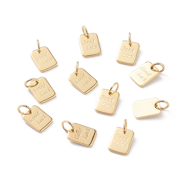 PandaHall Brass Charms, with Jump Rings, Long-Lasting Plated, Rectangle with Word Good Luck, Real 18K Gold Plated, 9x7x1mm, Jump Ring: 5x1mm...
PandaHall Brass Charms, with Jump Rings, Long-Lasting Plated, Rectangle with Word Good Luck, Real 18K Gold Plated, 9x7x1mm, Jump Ring: 5x1mm...