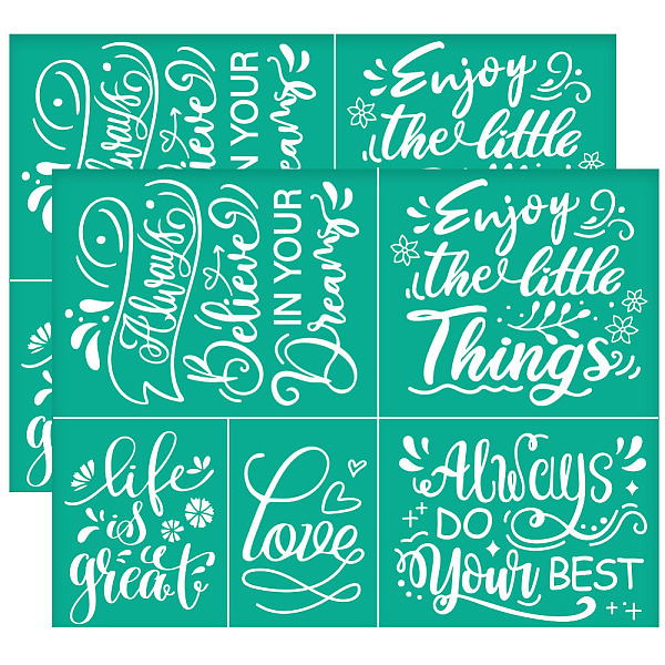 PandaHall Self-Adhesive Silk Screen Printing Stencils, for Painting on Wood, DIY Decoration T-Shirt Fabric, Turquoise, Word, 220x280mm..., Green
PandaHall Self-Adhesive Silk Screen Printing Stencils, for Painting on Wood, DIY Decoration T-Shirt Fabric, Turquoise, Word, 220x280mm..., Green