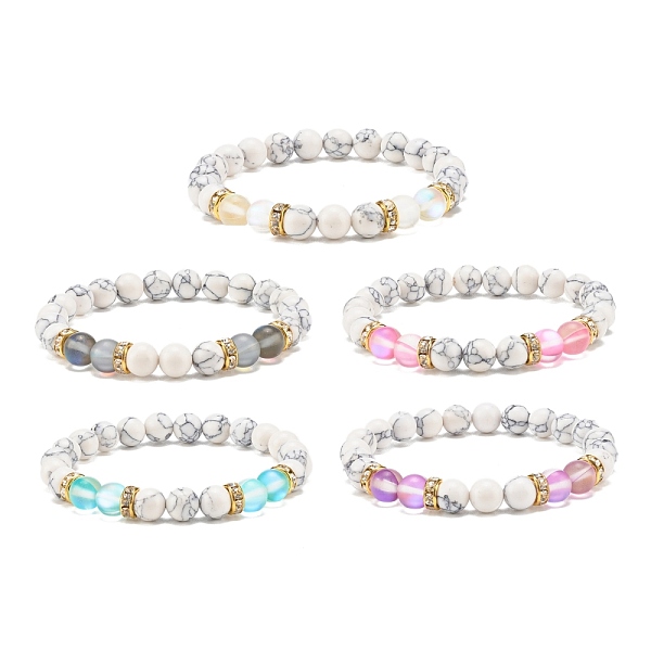 PandaHall Synthetic Moonstone & Howlite Round Beaded Stretch Bracelet, Gemstone Jewelry for Women, Mixed Color, Inner Diameter: 2-1/4 inch..., Multicolor
PandaHall Synthetic Moonstone & Howlite Round Beaded Stretch Bracelet, Gemstone Jewelry for Women, Mixed Color, Inner Diameter: 2-1/4 inch..., Multicolor