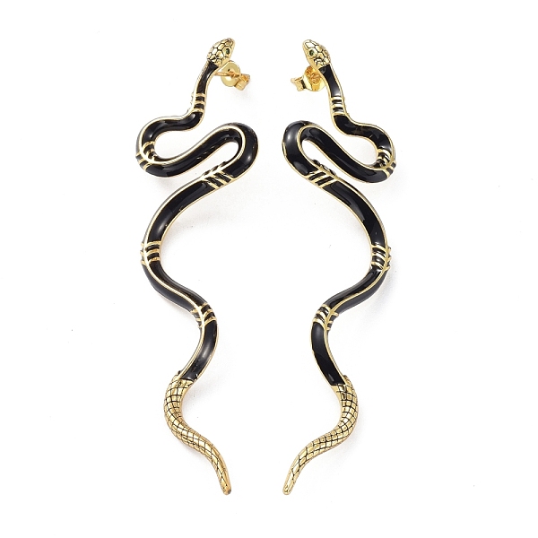 PandaHall Real 18K Gold Plated Vivid Snake Enamel Stud Earrings, Brass Cubic Zirconia Long Earrings for Girl Women, Black, 78~79x22mm, Pin...
PandaHall Real 18K Gold Plated Vivid Snake Enamel Stud Earrings, Brass Cubic Zirconia Long Earrings for Girl Women, Black, 78~79x22mm, Pin...