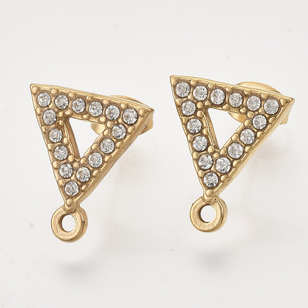 PandaHall 304 Stainless Steel Stud Earring Findings, with Rhinestone, Loop and Ear Nuts/Earring Backs, Triangle, Golden, Crystal..., Clear
PandaHall 304 Stainless Steel Stud Earring Findings, with Rhinestone, Loop and Ear Nuts/Earring Backs, Triangle, Golden, Crystal..., Clear