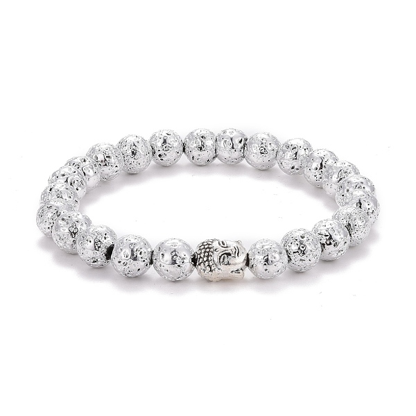 PandaHall Electroplated Natural Lava Rock Round Beads Essential Oil Anxiety Aromatherapy Stretch Bracelet, Buddha Head Alloy Beads Bracelet..., Silver
PandaHall Electroplated Natural Lava Rock Round Beads Essential Oil Anxiety Aromatherapy Stretch Bracelet, Buddha Head Alloy Beads Bracelet..., Silver