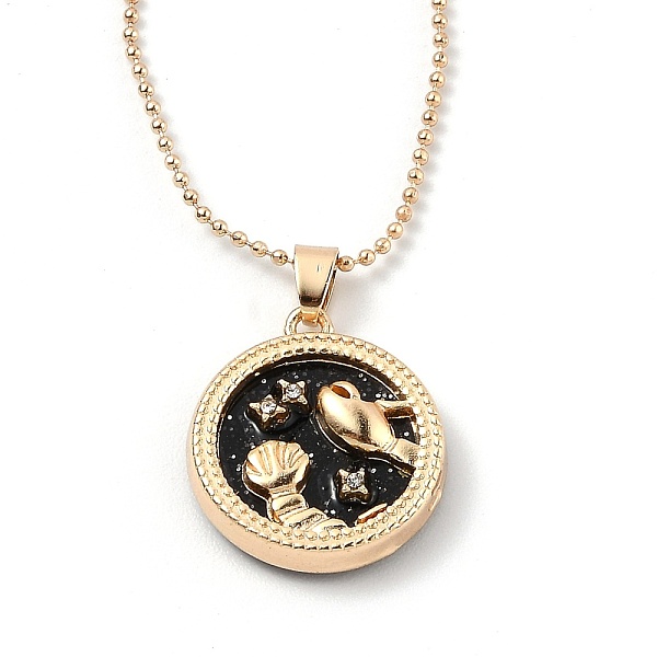 PandaHall Alloy Rhinestone Pendant Necklaces, with Resin and Ball Chains, Flat Round with Constellation/Zodiac Sign, Golden, Black, Cancer...
PandaHall Alloy Rhinestone Pendant Necklaces, with Resin and Ball Chains, Flat Round with Constellation/Zodiac Sign, Golden, Black, Cancer...