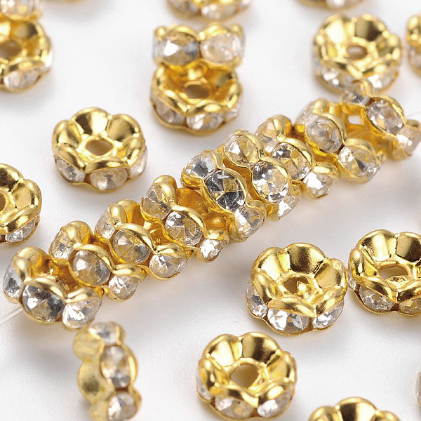 PandaHall Brass Rhinestone Spacer Beads, Grade B, Clear, Golden Metal Color, Size: about 8mm in diameter, 3.8mm thick, hole: 1.5mm...
PandaHall Brass Rhinestone Spacer Beads, Grade B, Clear, Golden Metal Color, Size: about 8mm in diameter, 3.8mm thick, hole: 1.5mm...