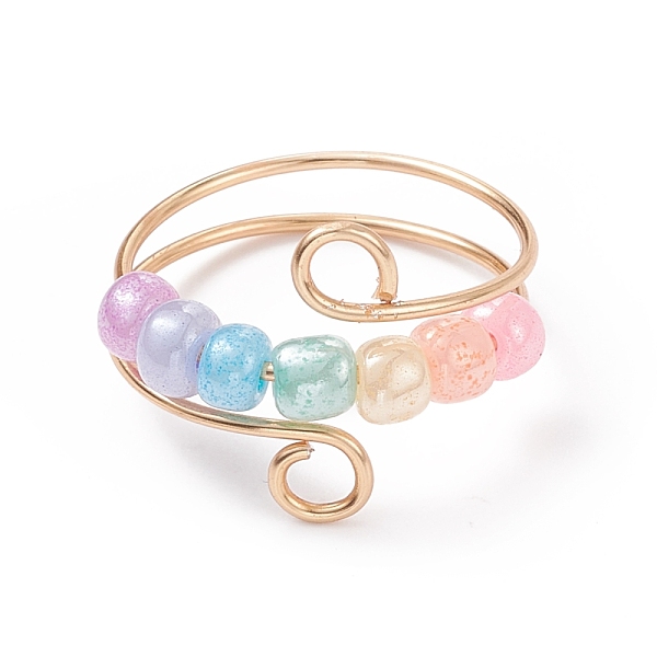 PandaHall Glass Seed Rotating Beaded Cuff Ring, Light Gold Plated Copper Wire Wrap Jewelry for Anxiety Stress Relief, Pink, US Size 9 3/4...
PandaHall Glass Seed Rotating Beaded Cuff Ring, Light Gold Plated Copper Wire Wrap Jewelry for Anxiety Stress Relief, Pink, US Size 9 3/4...