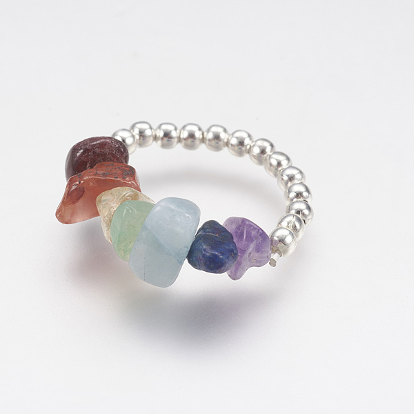 PandaHall Natural Gemstone Chip Stretch Rings, with Brass Beads, Silver Color Plated, 19mm Mixed Stone
PandaHall Natural Gemstone Chip Stretch Rings, with Brass Beads, Silver Color Plated, 19mm Mixed Stone