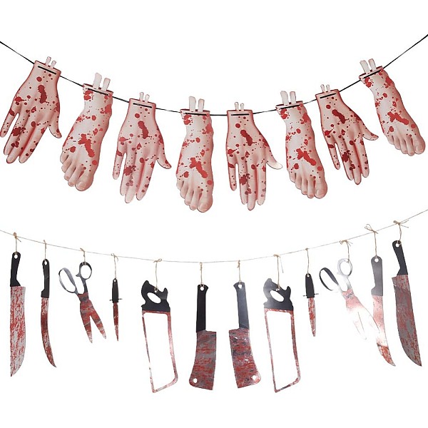 PandaHall Gorgecraft 2 Sets 2 Style Halloween Decoration Paper Bleeding Foot & Hand & Knife Flag Banners, with Organza Cord, Mixed Color..., Multicolor
PandaHall Gorgecraft 2 Sets 2 Style Halloween Decoration Paper Bleeding Foot & Hand & Knife Flag Banners, with Organza Cord, Mixed Color..., Multicolor