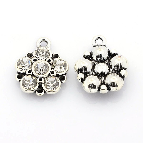 PandaHall Antique Silver Plated Alloy Rhinestone Flower Pendants, Crystal, 19x16x5mm, Hole: 2mm Alloy+Rhinestone Flower Clear
PandaHall Antique Silver Plated Alloy Rhinestone Flower Pendants, Crystal, 19x16x5mm, Hole: 2mm Alloy+Rhinestone Flower Clear