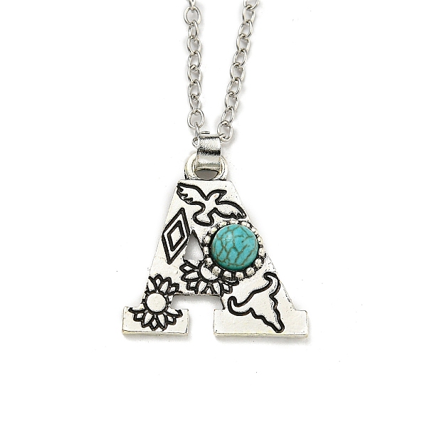 PandaHall Letter A~Z Antique Silver Plated Alloy with Synthetic Turquoise Pendant Necklaces, with Iron Cable Chains, Letter A, 18.70 inch...
PandaHall Letter A~Z Antique Silver Plated Alloy with Synthetic Turquoise Pendant Necklaces, with Iron Cable Chains, Letter A, 18.70 inch...
