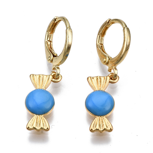 PandaHall Brass Enamel Huggie Hoop Earrings, Nickel Free, Real 16K Gold Plated, Candy, Dodger Blue, 30x8mm, Pin: 1mm Brass Candy
PandaHall Brass Enamel Huggie Hoop Earrings, Nickel Free, Real 16K Gold Plated, Candy, Dodger Blue, 30x8mm, Pin: 1mm Brass Candy
