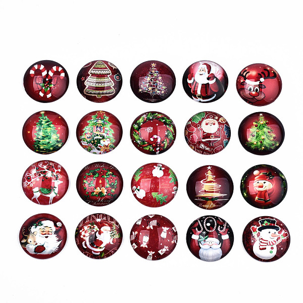 PandaHall Glass Cabochons, Half Round with Christmas Themed Pattern, Red, 25x7.5mm, 20pcs/set Glass Half Round Red
PandaHall Glass Cabochons, Half Round with Christmas Themed Pattern, Red, 25x7.5mm, 20pcs/set Glass Half Round Red