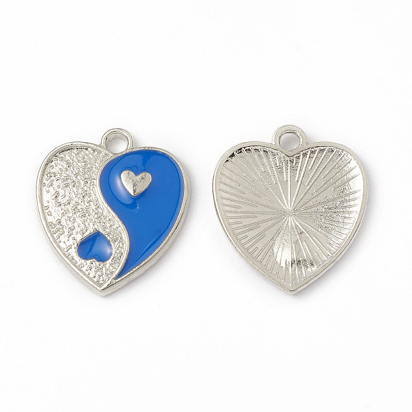PandaHall Alloy Enamel Pendants, Heart with Yin Yang Charm, Platinum, Dodger Blue, 17x15x1.6mm, Hole: 1.8mm Alloy+Enamel Heart
PandaHall Alloy Enamel Pendants, Heart with Yin Yang Charm, Platinum, Dodger Blue, 17x15x1.6mm, Hole: 1.8mm Alloy+Enamel Heart