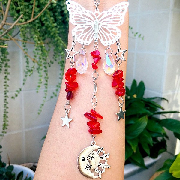 PandaHall Teardrop Glass & Metal Butterfly Pendant Decorations, Hanging Suncatchers, with Lampwork Chips, for Home Decoration, Moon/Star/Sun..., Red
PandaHall Teardrop Glass & Metal Butterfly Pendant Decorations, Hanging Suncatchers, with Lampwork Chips, for Home Decoration, Moon/Star/Sun..., Red
