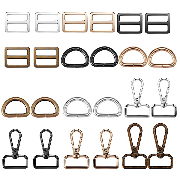 PandaHall 24Pcs 12 Style Iron D Rings, Alloy Slider Buckles & Swivel Clasps, Mixed Color, 2pcs/style Alloy
PandaHall 24Pcs 12 Style Iron D Rings, Alloy Slider Buckles & Swivel Clasps, Mixed Color, 2pcs/style Alloy