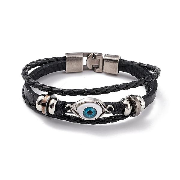PandaHall Multi- Strand Leather Cord Bracelets, with Alloy Findings, Evil Eye, Black, 220mm(8-5/8 inch) Alloy Evil Eye Black
PandaHall Multi- Strand Leather Cord Bracelets, with Alloy Findings, Evil Eye, Black, 220mm(8-5/8 inch) Alloy Evil Eye Black