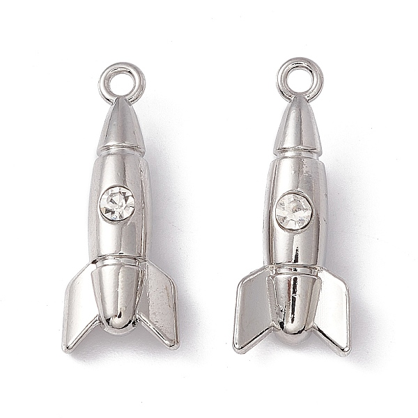PandaHall Rack Plating Alloy Pendants, with Crystal Rhinestone, Cadmium Free & Lead Free, Rocket Shape, Platinum, 23x9x6mm, Hole: 1.6mm..., Clear
PandaHall Rack Plating Alloy Pendants, with Crystal Rhinestone, Cadmium Free & Lead Free, Rocket Shape, Platinum, 23x9x6mm, Hole: 1.6mm..., Clear