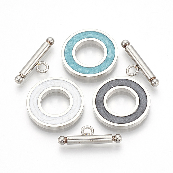 PandaHall 201 Stainless Steel Toggle Clasps, with Enamel, Ring, Mixed Color, Ring: 19.5x2mm, Inner Diameter: 10mm, Bar: 21x7x3mm, Hole: 2mm..., Multicolor
PandaHall 201 Stainless Steel Toggle Clasps, with Enamel, Ring, Mixed Color, Ring: 19.5x2mm, Inner Diameter: 10mm, Bar: 21x7x3mm, Hole: 2mm..., Multicolor