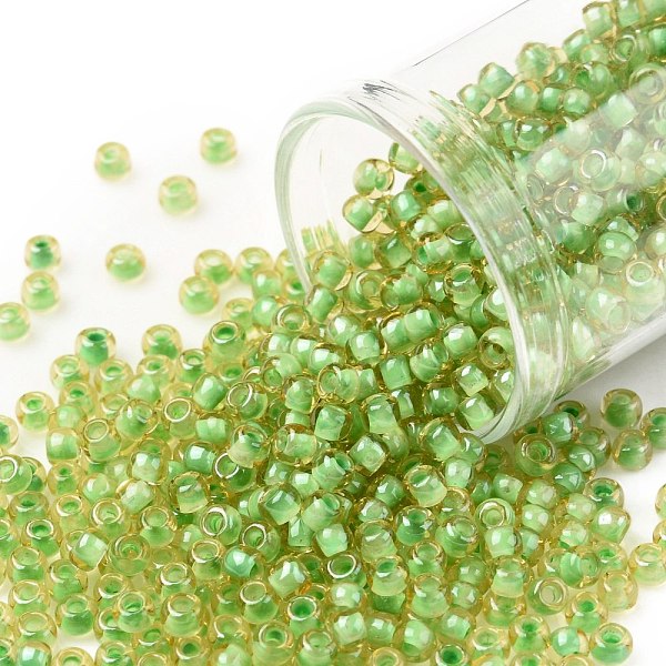 PandaHall TOHO Round Seed Beads, Japanese Seed Beads, (945) Inside Color Jonquil/Mint Julep Lined, 8/0, 3mm, Hole: 1mm, about 10000pcs/pound..., Green
PandaHall TOHO Round Seed Beads, Japanese Seed Beads, (945) Inside Color Jonquil/Mint Julep Lined, 8/0, 3mm, Hole: 1mm, about 10000pcs/pound..., Green