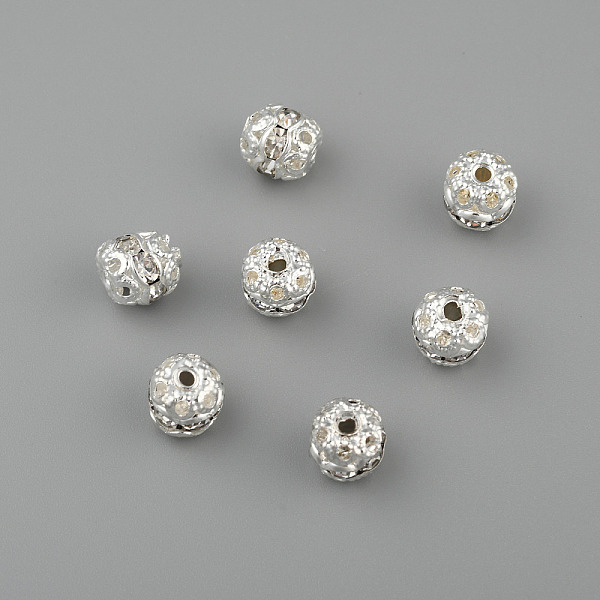 PandaHall Silver Color Plated Brass Rhinestone Beads, Clear, Round, about 8mm in diameter, hole: 1mm Brass+Rhinestone Round Clear
PandaHall Silver Color Plated Brass Rhinestone Beads, Clear, Round, about 8mm in diameter, hole: 1mm Brass+Rhinestone Round Clear