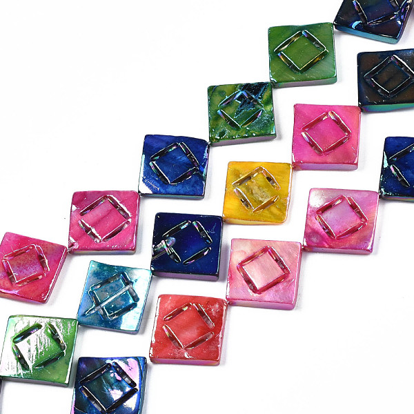 PandaHall Freshwater Shell Beads Strands, Dyed, AB Color Plated, Rhombus, Colorful, 19~21.5x20~21x3mm, Hole: 1mm, about 19pcs/strand, 15.35...
PandaHall Freshwater Shell Beads Strands, Dyed, AB Color Plated, Rhombus, Colorful, 19~21.5x20~21x3mm, Hole: 1mm, about 19pcs/strand, 15.35...
