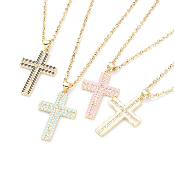 PandaHall Brass Micro Pave Cubic Zirconia Cross Pendant Necklaces, with Enamel and 304 Stainless Steel Cable Chains, Golden, Mixed Color..., Multicolor
PandaHall Brass Micro Pave Cubic Zirconia Cross Pendant Necklaces, with Enamel and 304 Stainless Steel Cable Chains, Golden, Mixed Color..., Multicolor